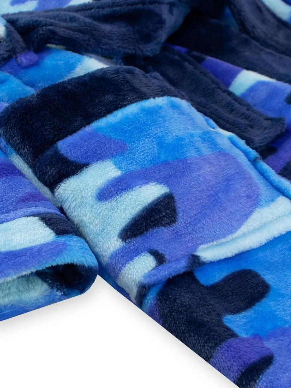 Harry Bear badjas met camouflageprint en BLAUWE AOP camouflageprint