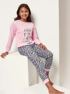 Harry Bear pyjama met luipaardprint en Sleep-slogan