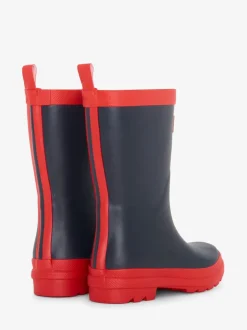 Hatley Blue Navy and Red Matte Rain Wellies