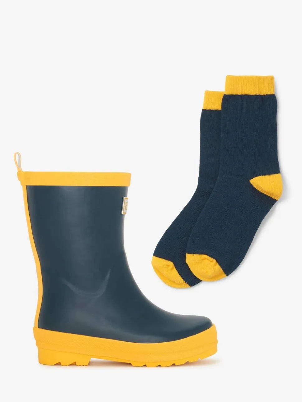 Hatley Navy & Yellow Matte Rain Wellies