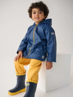 Hatley Navy & Yellow Matte Rain Wellies