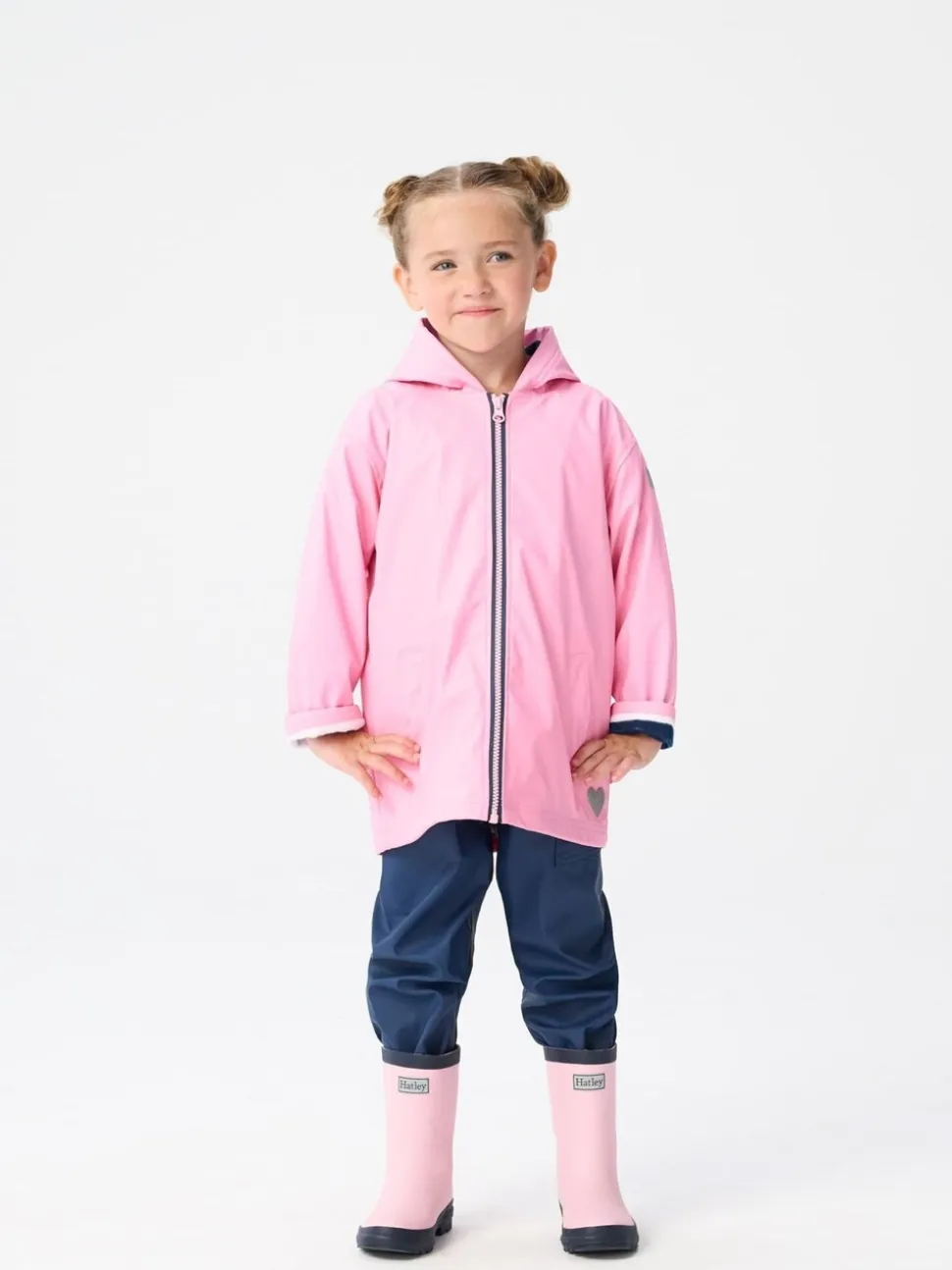 Hatley Pink & Navy Matte Rain Wellies