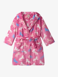 Hatley Pink Beautiful Horses Fuzzy Fleece Dressing Robe