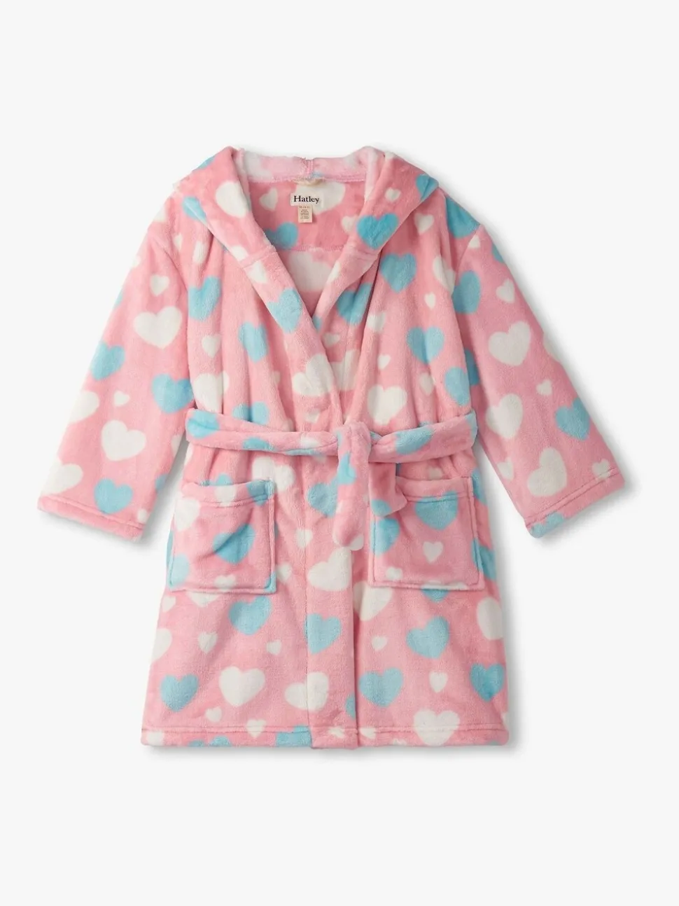Hatley Pink Big Hearts Fuzzy Fleece Dressing Robe