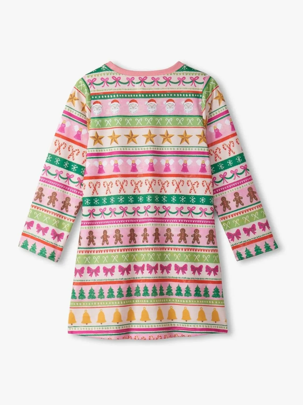 Hatley Pink Fun Fair Isle Christmas Long Sleeve Nightdress