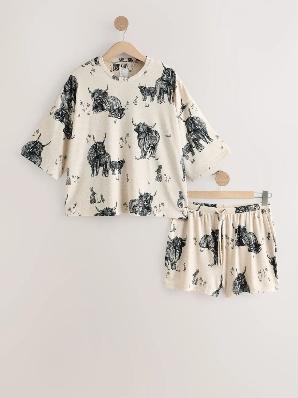 Havermout Hamish The Highland Cow - Behaaglijke korte pyjamaset