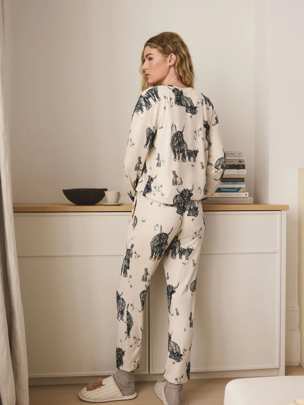 Havermout Hamish The Highland Cow - Behaaglijke pyjama met lange mouwen