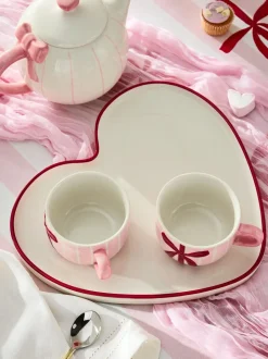 Hearts and Bows Tea for Two Teapot Teacups and Tray