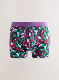 Helder Blauw/Oranje/Paars Cirkel Geo Print - Boxershorts met A-voorkant