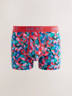 Helder Blauw/Oranje/Paars Cirkel Geo Print - Boxershorts met A-voorkant