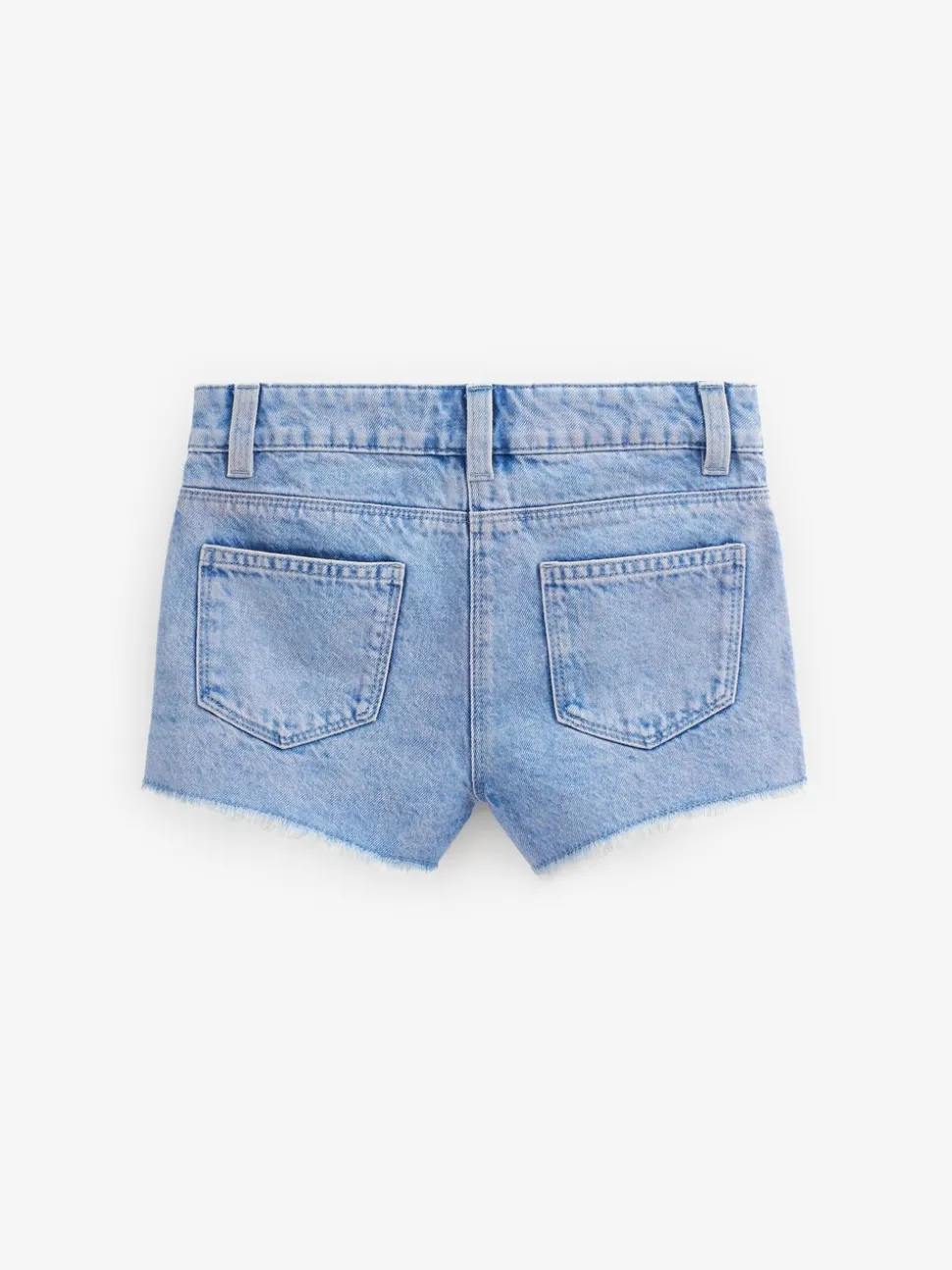 Helderblauw - Denim shorts met rafels (3-16jr)