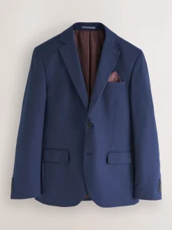 Helderblauw - Normale Pasvorm - Kostuum met textuur: colbert