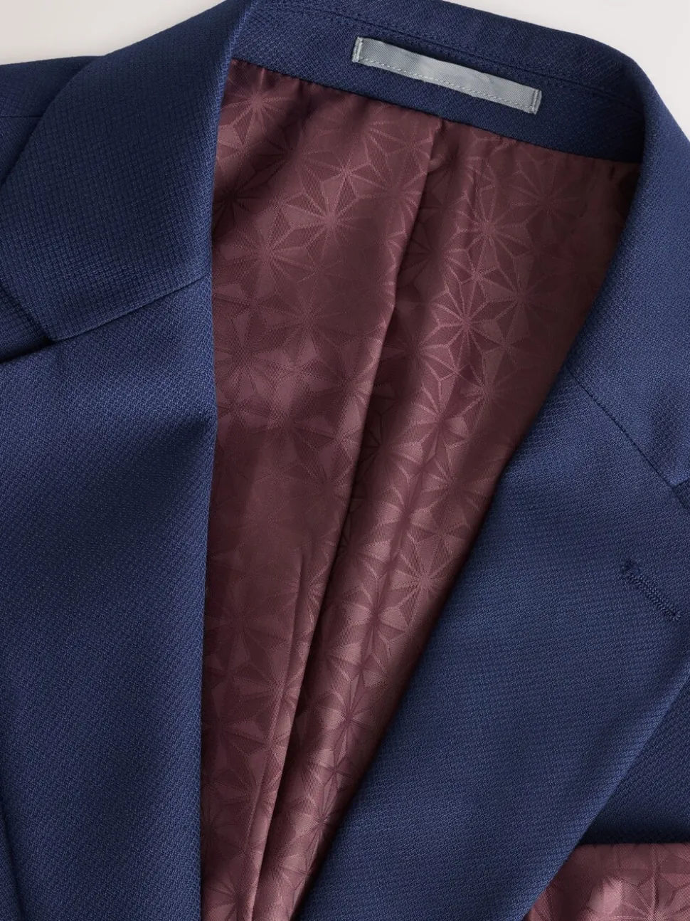 Helderblauw - Normale Pasvorm - Kostuum met textuur: colbert