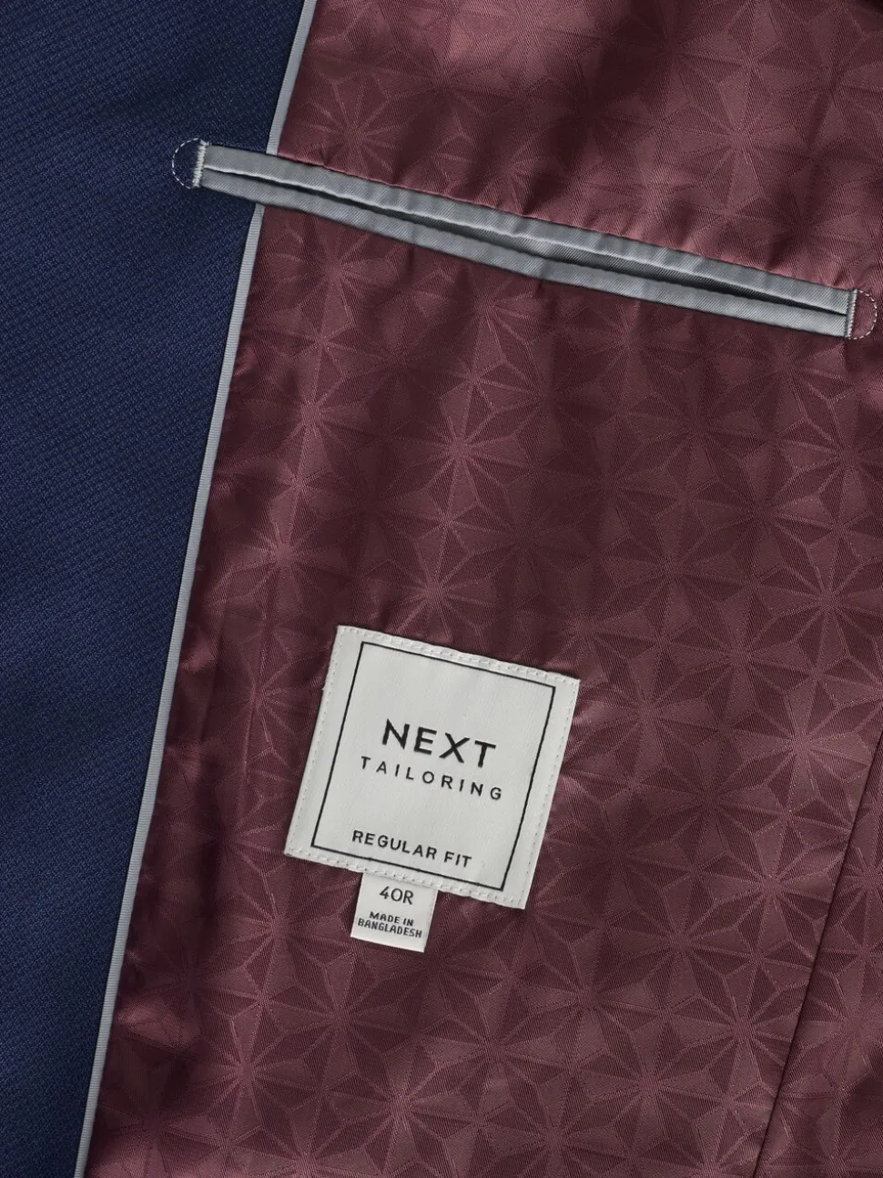 Helderblauw - Normale Pasvorm - Kostuum met textuur: colbert