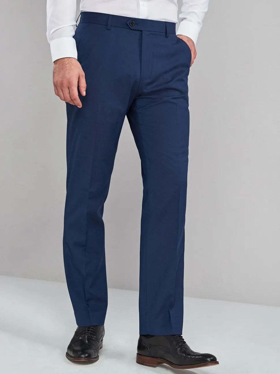 Helderblauw - Normale Pasvorm - Chique stretchy broek