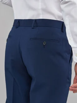 Helderblauw - Normale Pasvorm - Chique stretchy broek