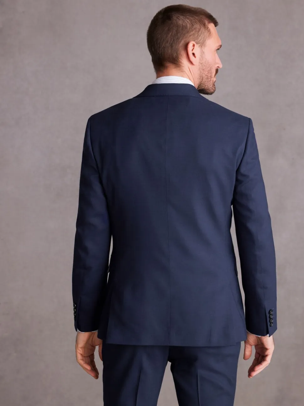 Helderblauw - Signature getextureerd slim-fit kostuumjasje van Italiaanse Tollegno-wol