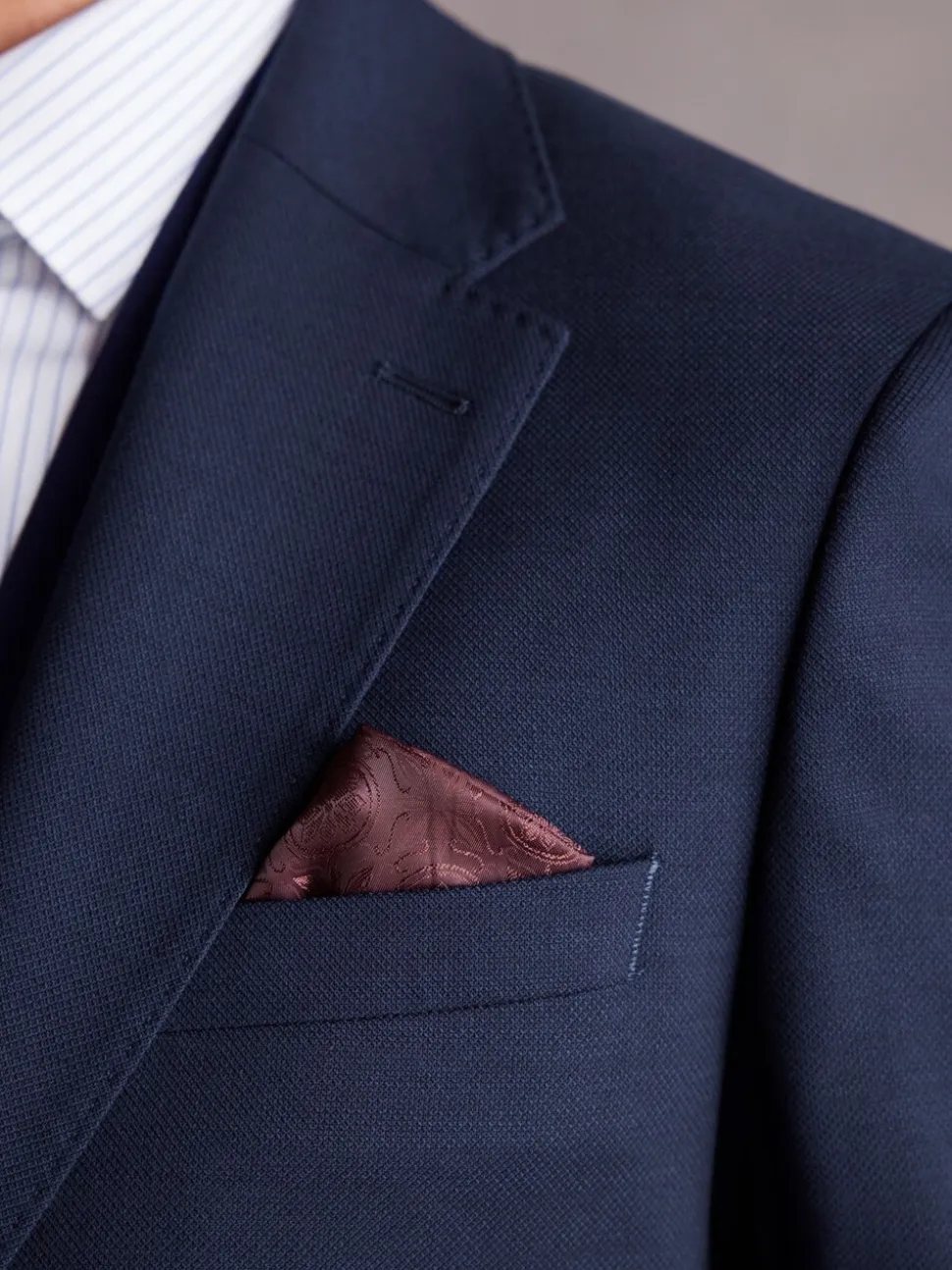 Helderblauw - Signature getextureerd slim-fit kostuumjasje van Italiaanse Tollegno-wol