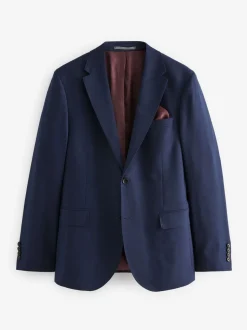 Helderblauw - Signature getextureerd slim-fit kostuumjasje van Italiaanse Tollegno-wol