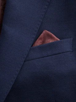 Helderblauw - Signature getextureerd slim-fit kostuumjasje van Italiaanse Tollegno-wol