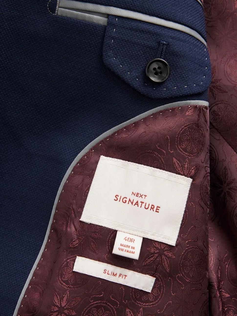 Helderblauw - Signature getextureerd slim-fit kostuumjasje van Italiaanse Tollegno-wol