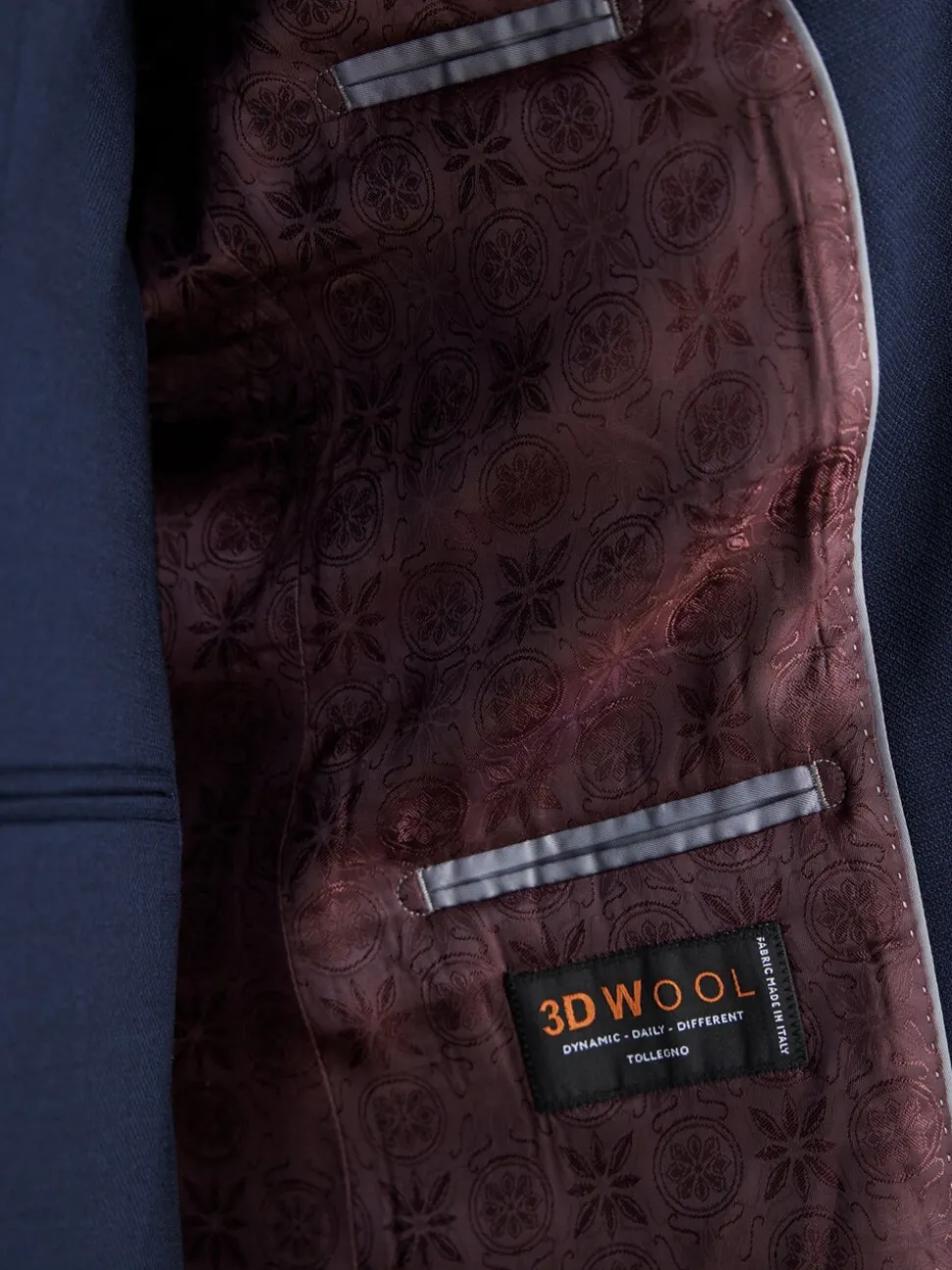 Helderblauw - Signature getextureerd slim-fit kostuumjasje van Italiaanse Tollegno-wol