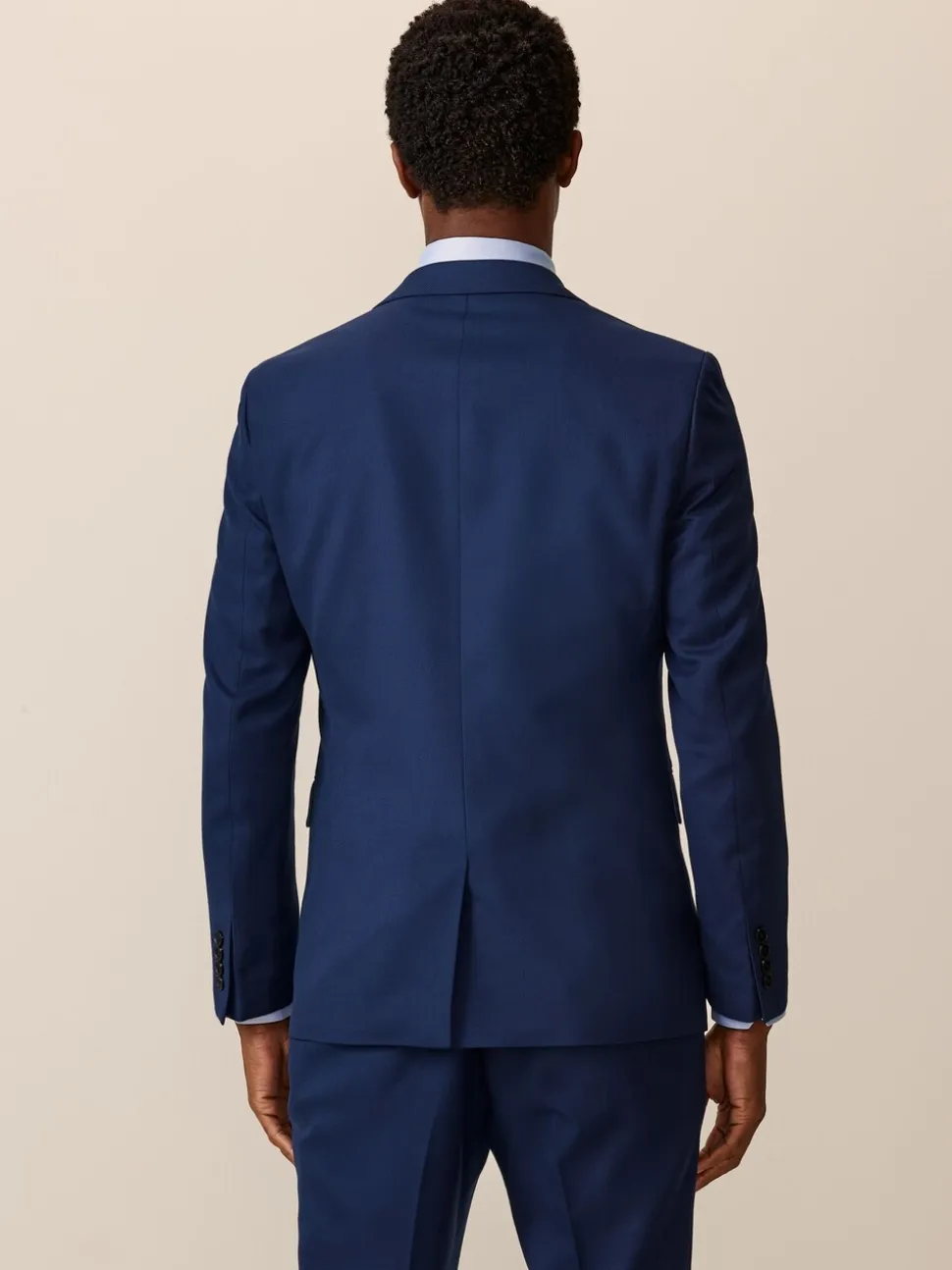 Helderblauw - Slim Fit - Kostuum met textuur: colbert