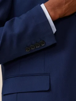 Helderblauw - Slim Fit - Kostuum met textuur: colbert
