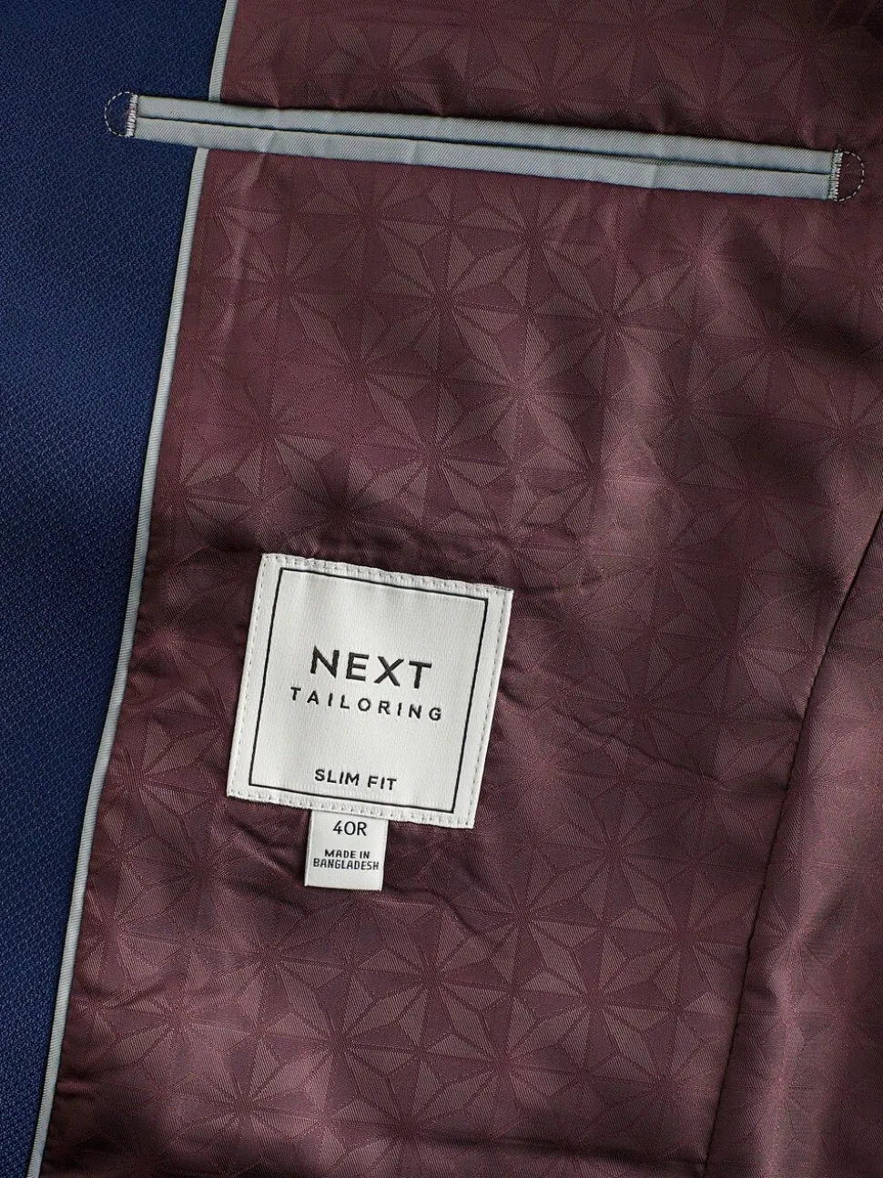 Helderblauw - Slim Fit - Kostuum met textuur: colbert