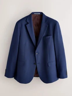 Helderblauw - Strakke Pasvorm - Kostuum met textuur: colbert
