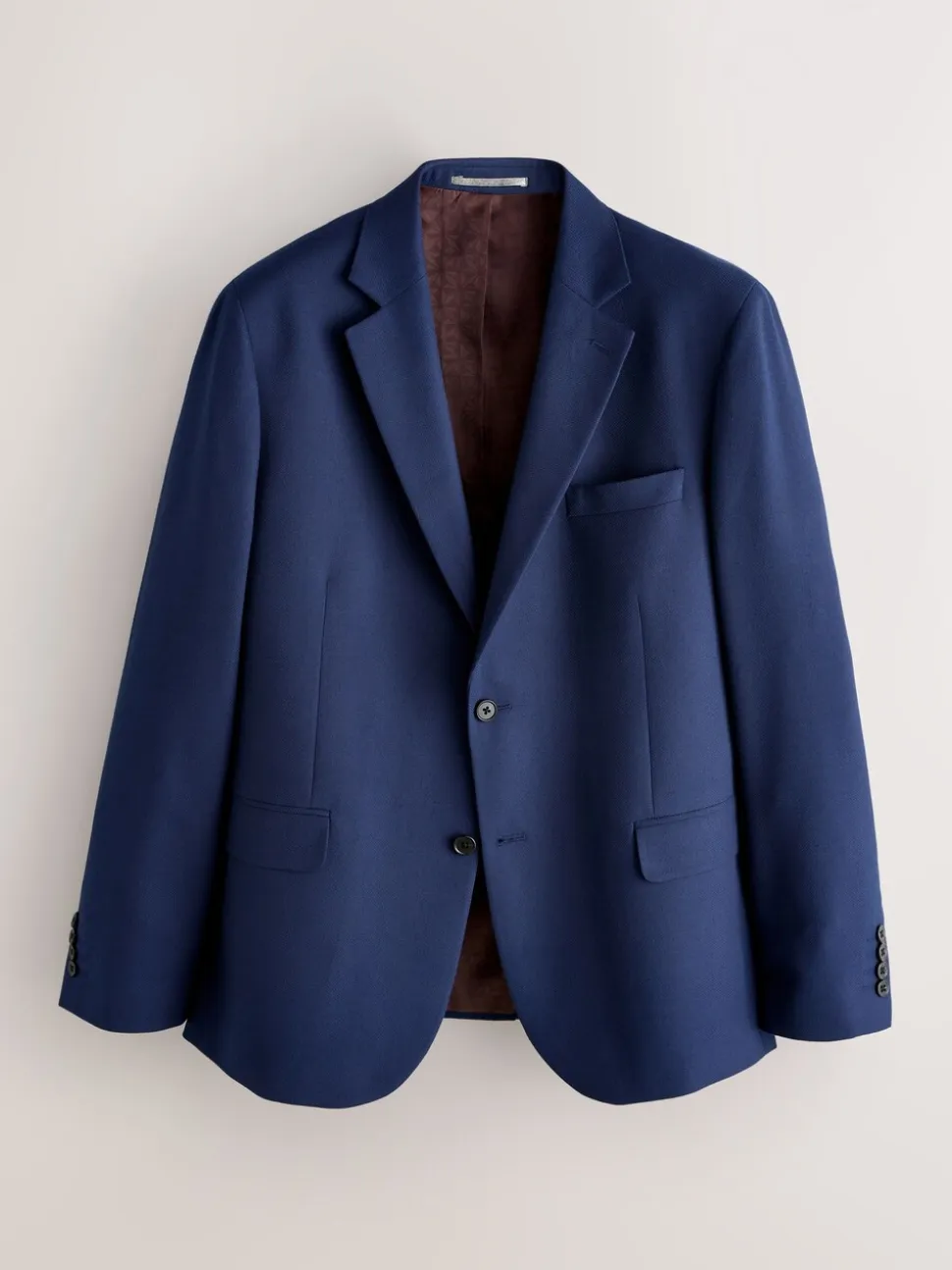 Helderblauw - Strakke Pasvorm - Kostuum met textuur: colbert