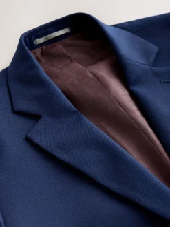 Helderblauw - Strakke Pasvorm - Kostuum met textuur: colbert