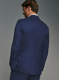 Helderblauw - Tailored fit - Kostuum met textuur: colbert