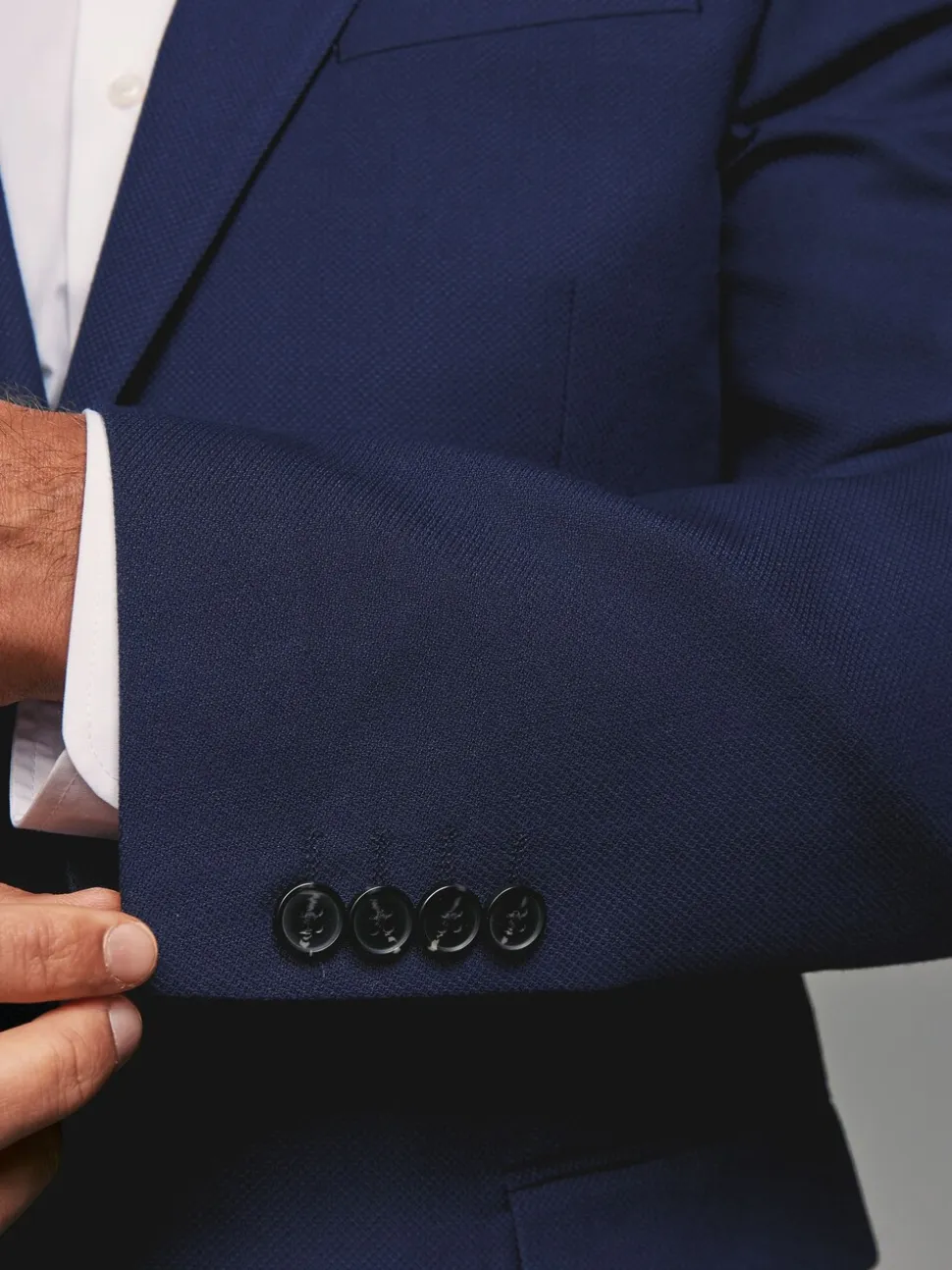 Helderblauw - Tailored fit - Kostuum met textuur: colbert
