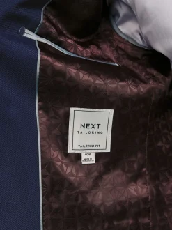 Helderblauw - Tailored fit - Kostuum met textuur: colbert