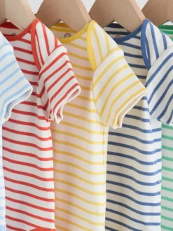 Heldere streep - Set van 5 babyrompertjes met korte mouwen