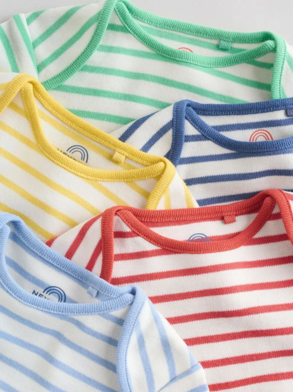 Heldere streep - Set van 5 babyrompertjes met korte mouwen