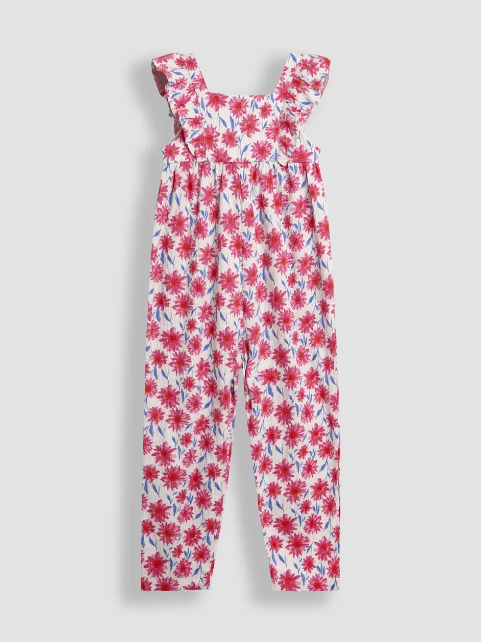 Helderroze gebloemd - JoJo Maman Bébé jumpsuit met ruches vooraan