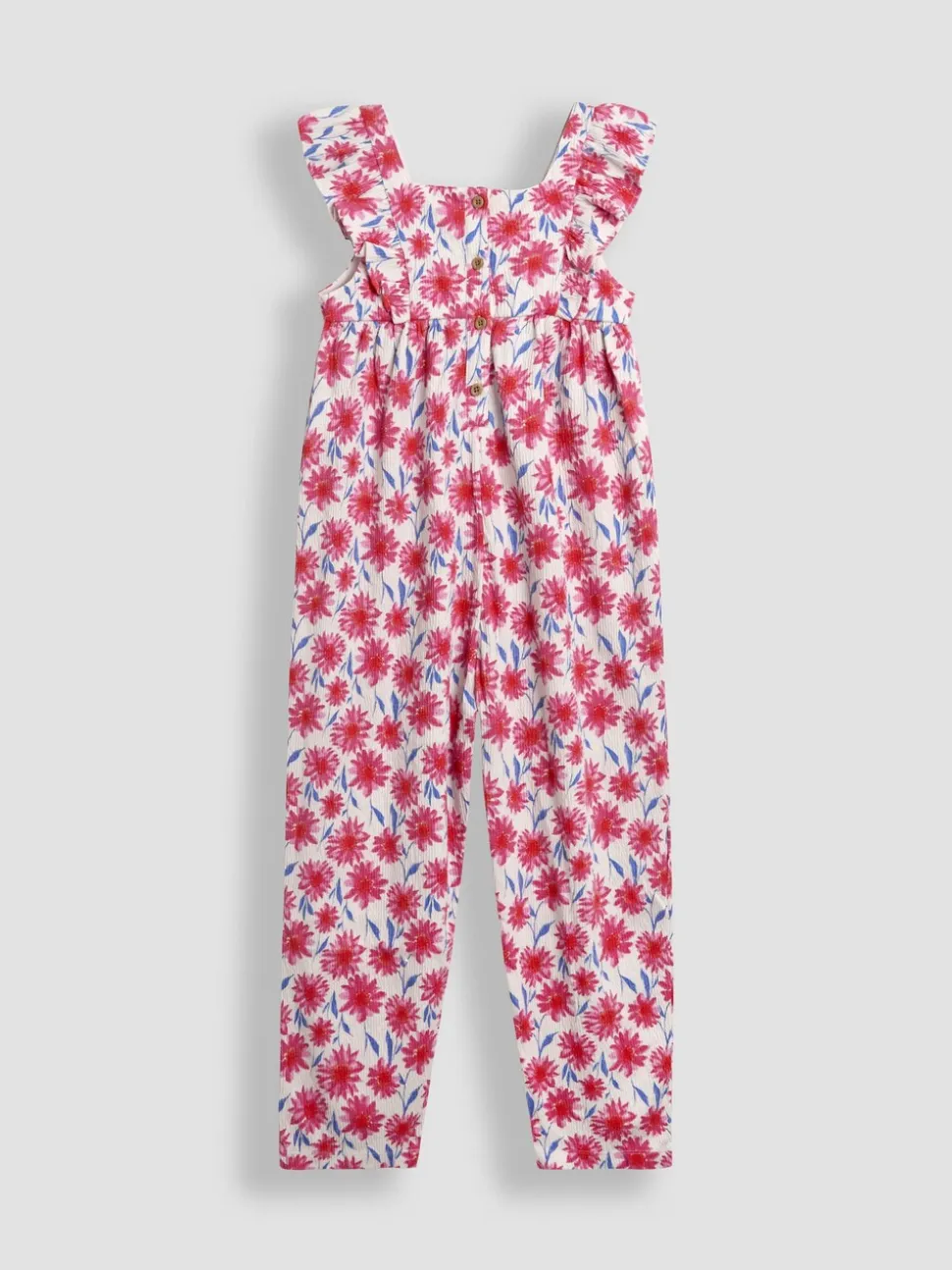 Helderroze gebloemd - JoJo Maman Bébé jumpsuit met ruches vooraan