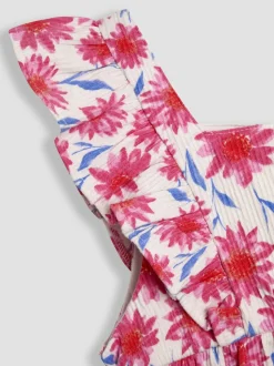 Helderroze gebloemd - JoJo Maman Bébé jumpsuit met ruches vooraan