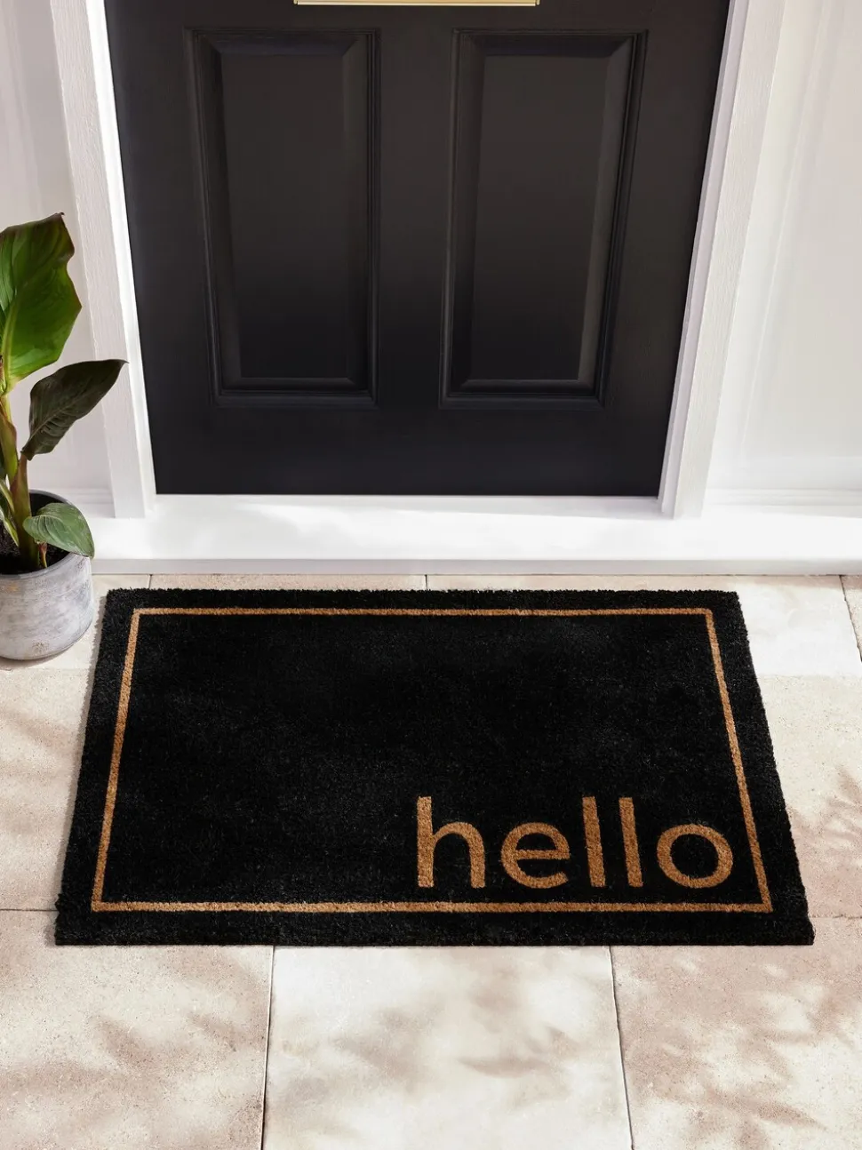 Hello Slogan Coir Doormat