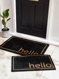 Hello Slogan Coir Doormat