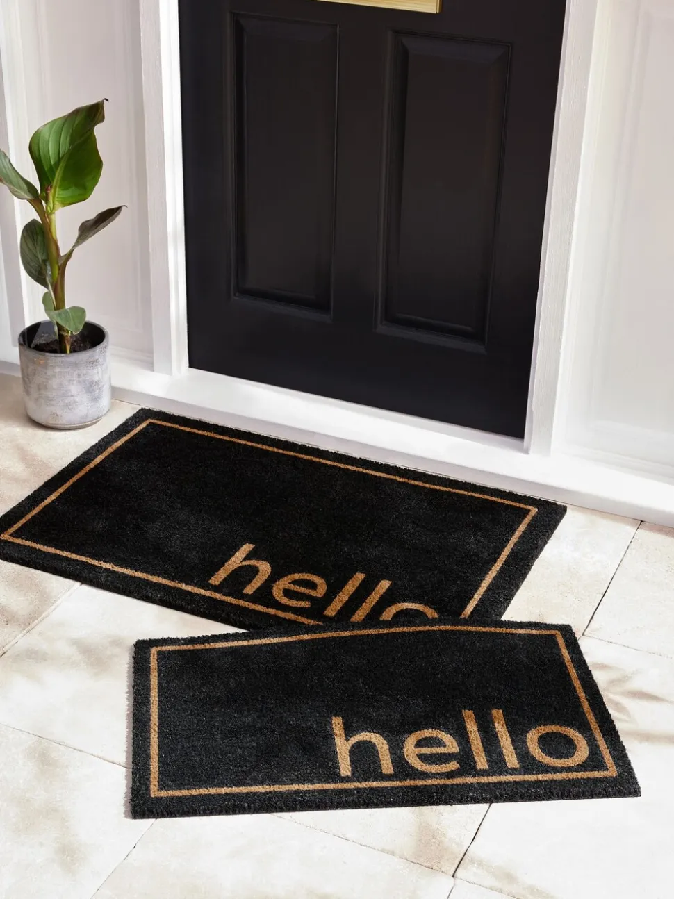 Hello Slogan Coir Doormat