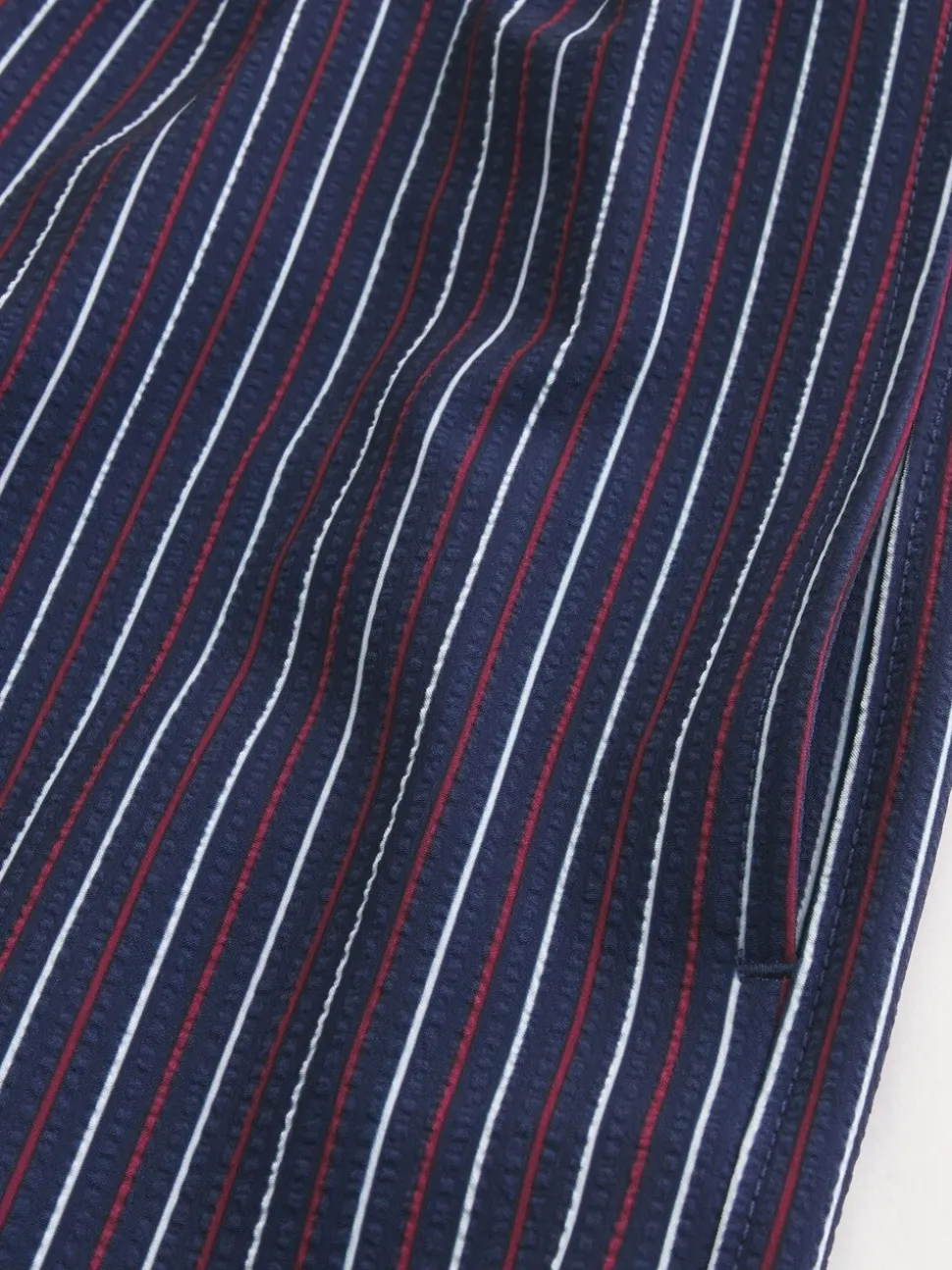 Hollister Blue Seersucker Stripe Swim Shorts