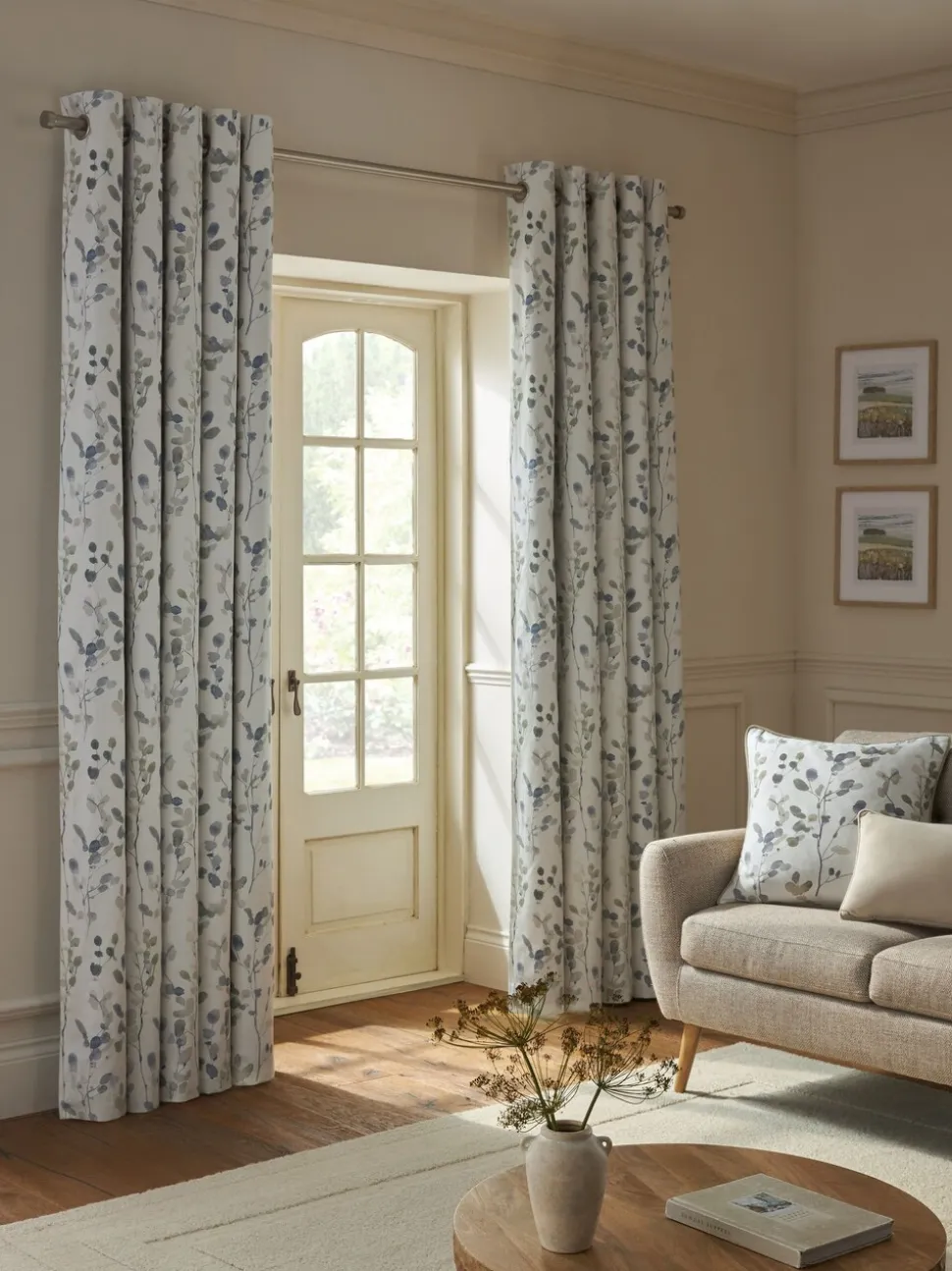Honesty Leaf Floral Print Blackout/Thermal Eyelet Curtains