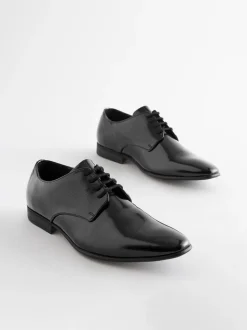 Hoogglans zwart - Derbyschoenen met veter
