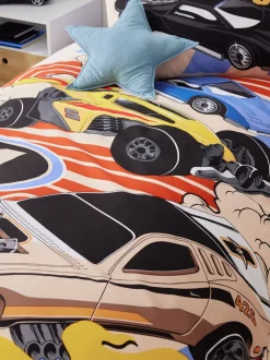 Hot Wheels omkeerbare polykatoenen dekbedovertrek- en kussensloopset voor eenpersoonsbed