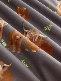 Houtskoolgrijze Hamish The Highland Cow - Set van 100% katoenen shortpyjama
