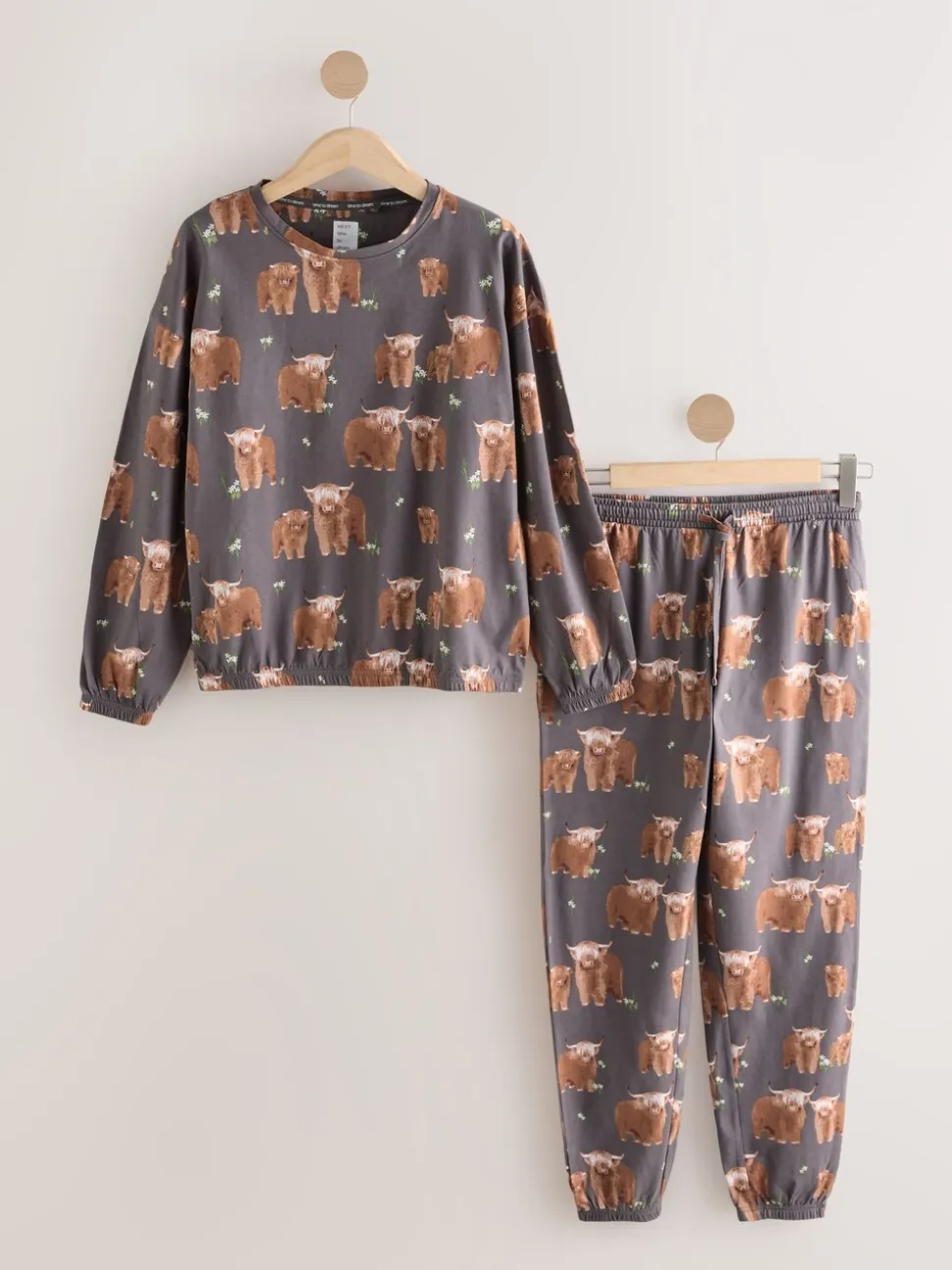 Houtskoolgrijze Hamish The Highland Cow - Pyjama met lange mouwen
