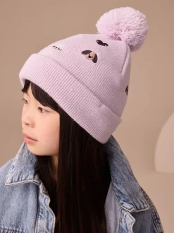Huisdieren - Geborduurde Beanie-muts met pompon (3mnd-10jr)